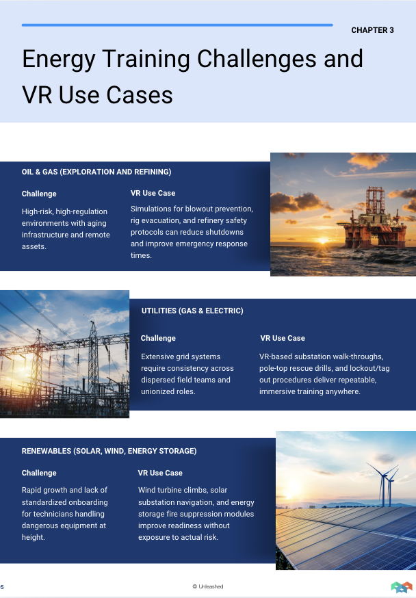 Energy Training Challenges and VR Use Cases