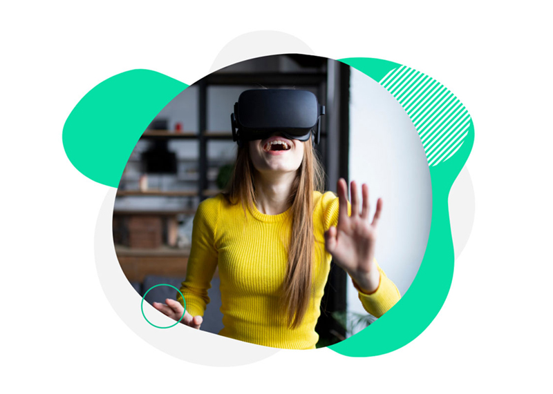 Young female wearing headset